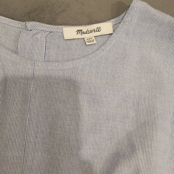Madewell Button Back Front Tie Striped Shirt Blouse Size XXS - Picture 7 of 9